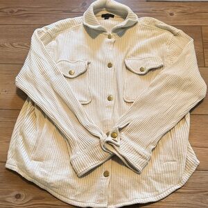 Jcrew Cream Quilted Button-Front Shacket Jacket